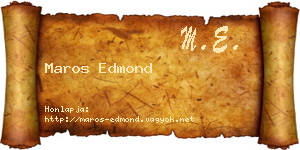 Maros Edmond névjegykártya